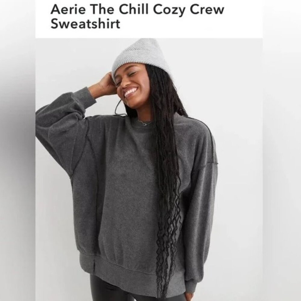 Aerie Gray Cozy Crew Sweatshirt